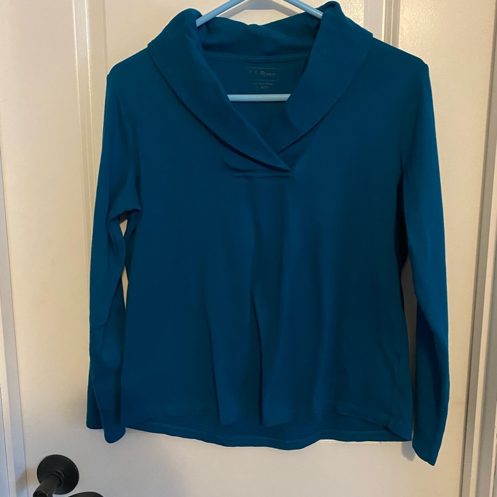 L.L. Bean Women's Teal Cowl Neck Sweater